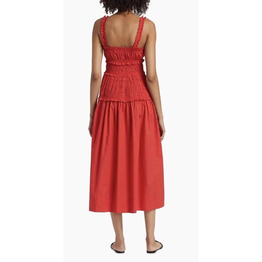 Doen Red Smocked Midi Dress - Picture 3 of 11